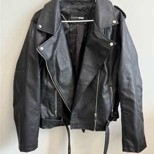 Fashion Nova Black Leather Biker Jacket